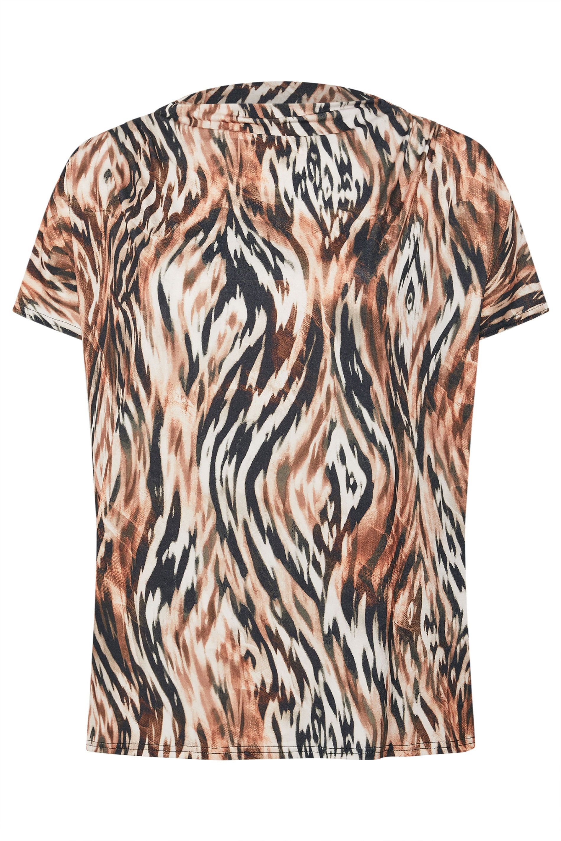 Yours Zebra Drape Shoulder Top