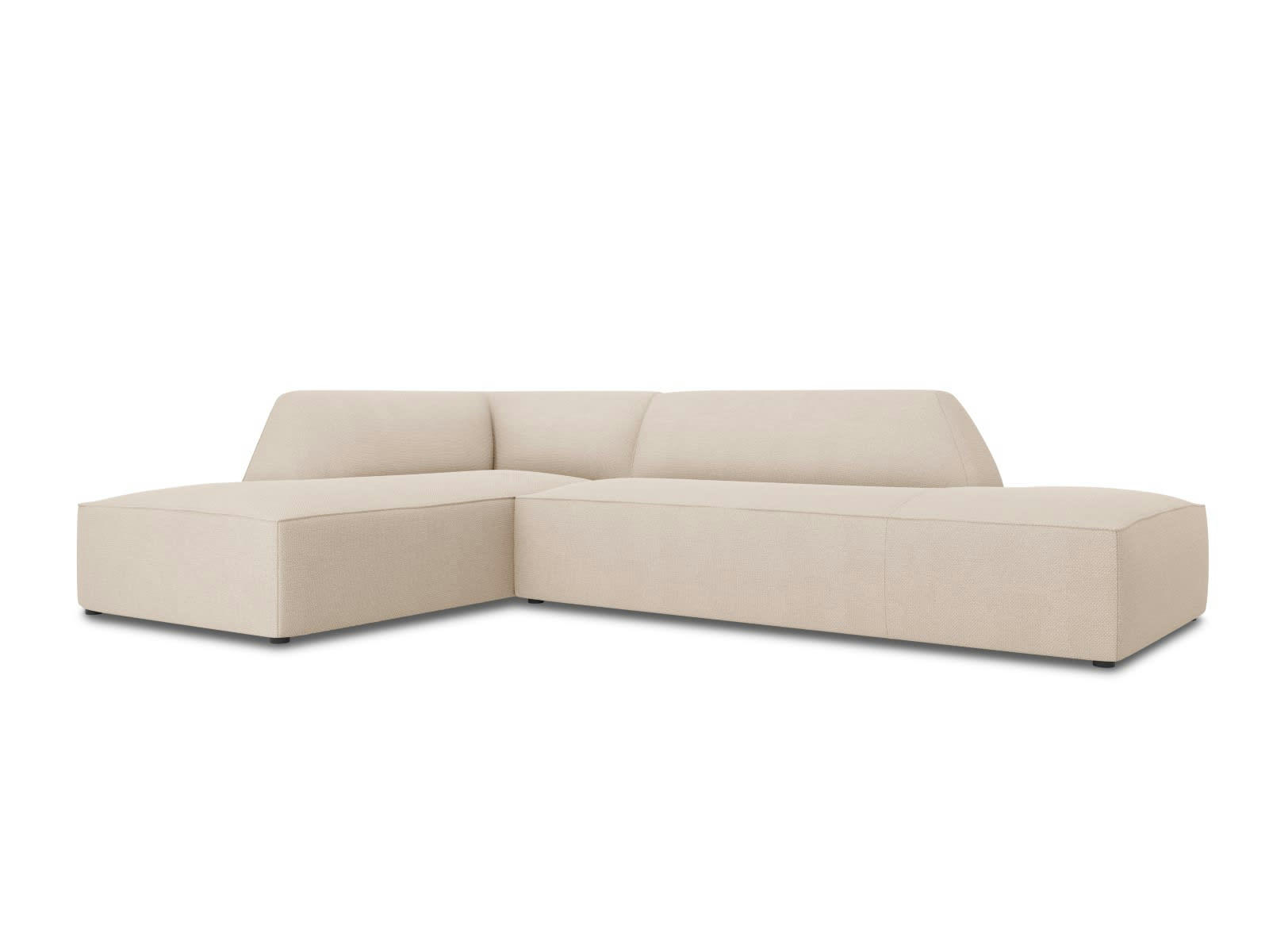 RUBY - Canapé d'angle gauche 4 places en tissu structurel beige