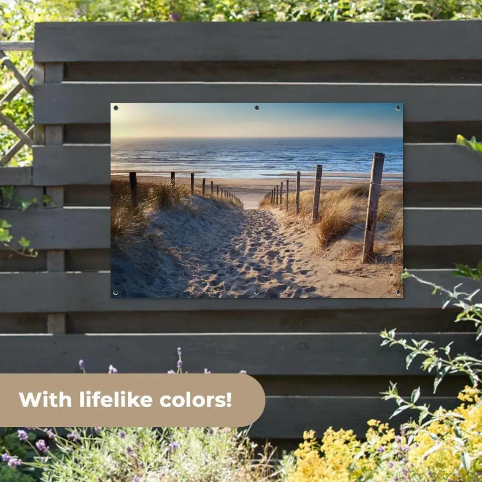 MuchoWow Tuinposter 120x80cm Strand Zee Nederland Duinen Zon