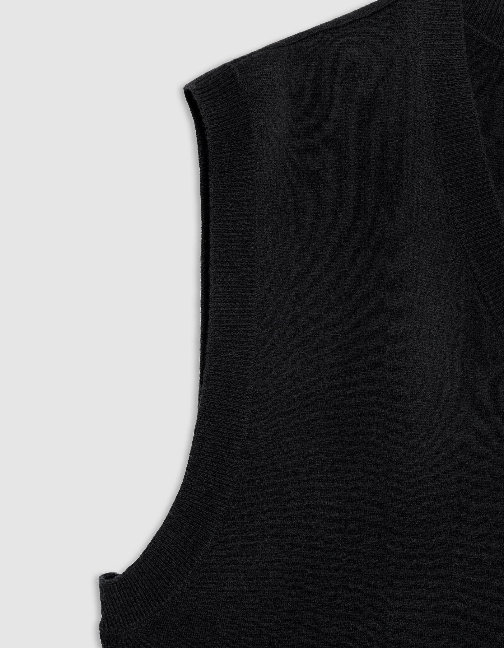 Pull sans manches noir tricot encolure V Homme