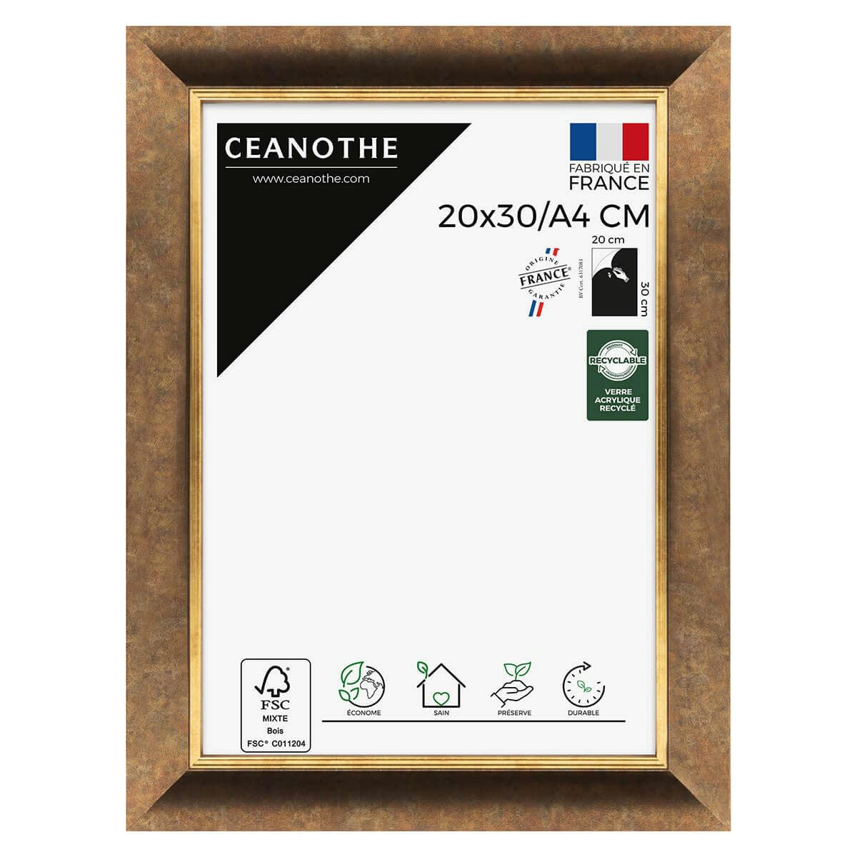 HADES - Cadre photo filet doré 20x30 cm résine recyclée