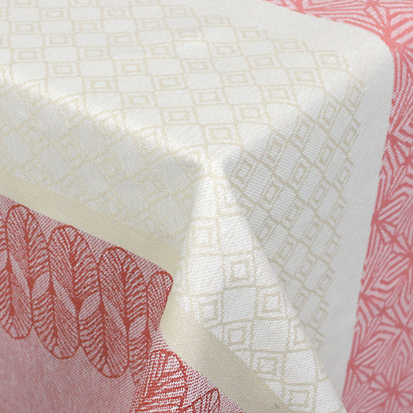 Nappe rectangle 150x250 cm Jacquard coton   CHARLESTON rouge Corail