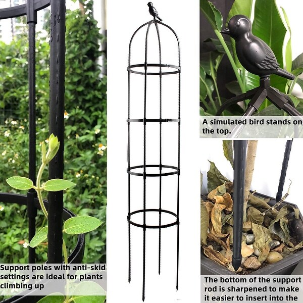 6.2ft Garden Obelisk Trellis, Lightweight Rust Proof Plastic Coated Metal Tall Tower Trellis Stand, Black