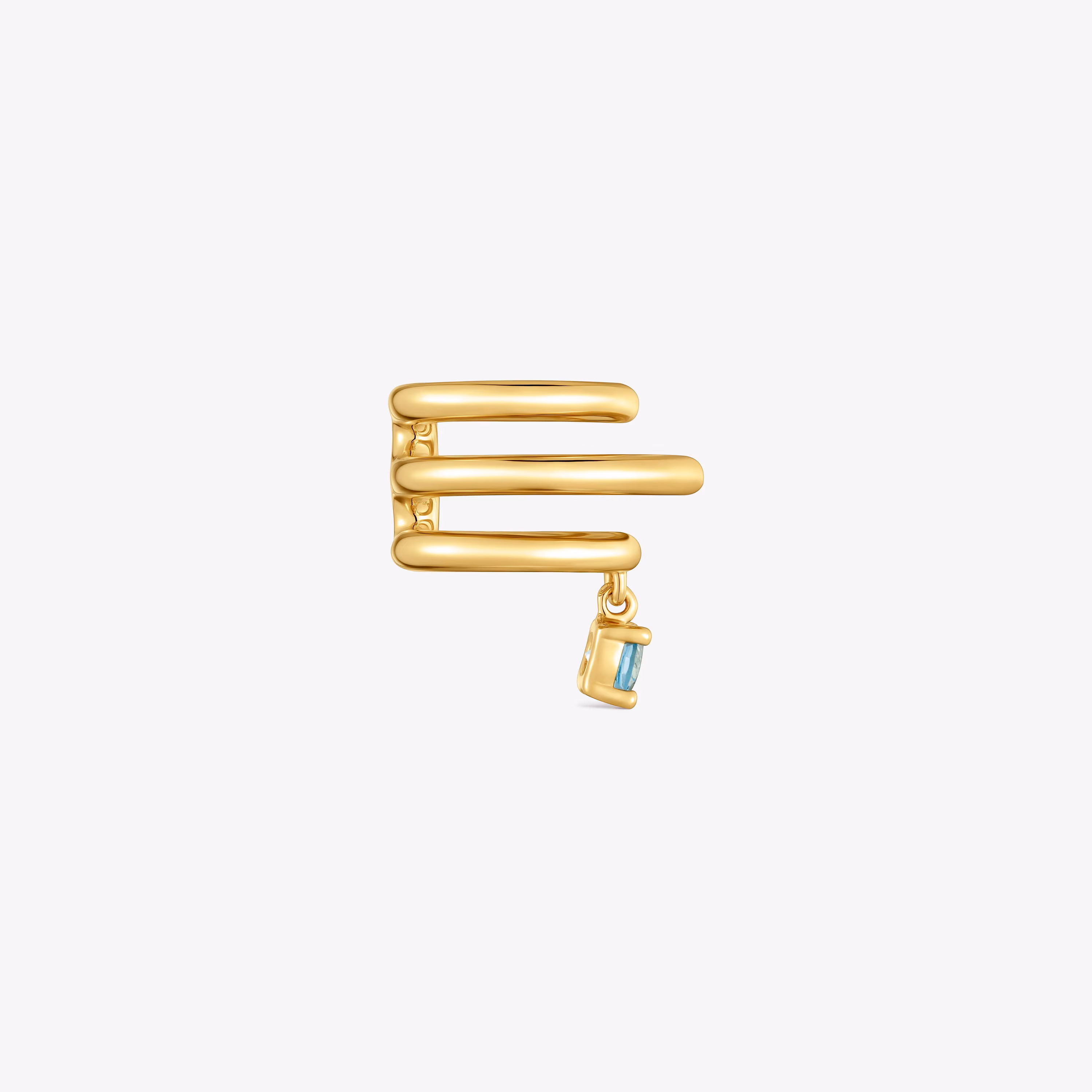Earcuff con baño de oro 18 kt sobre plata y topacio Lio