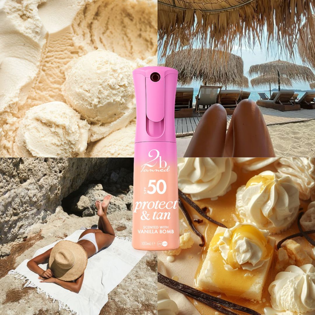 2bTanned SPF50 Protect & Tan Flairosol - Vanilla Bomb