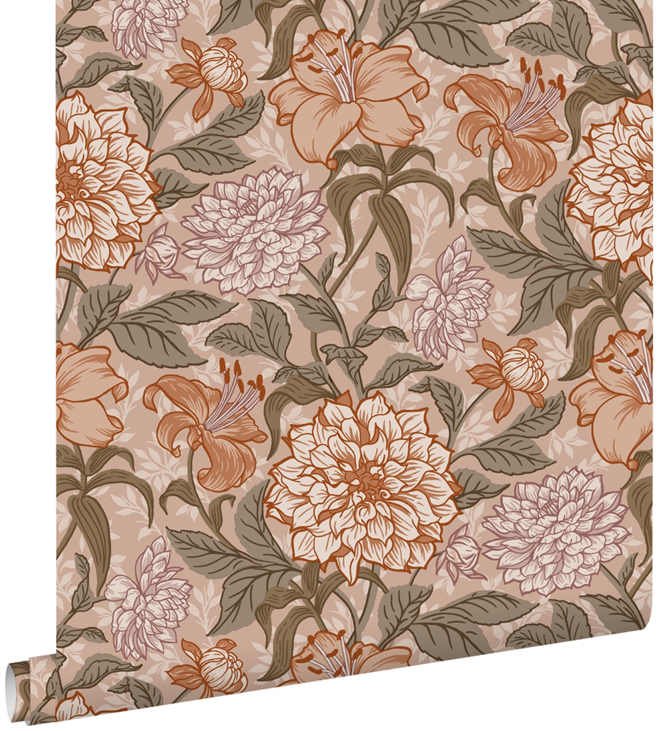 ESTAhome behang vintage bloemen terracotta 53 cm x 10.05 m 139380