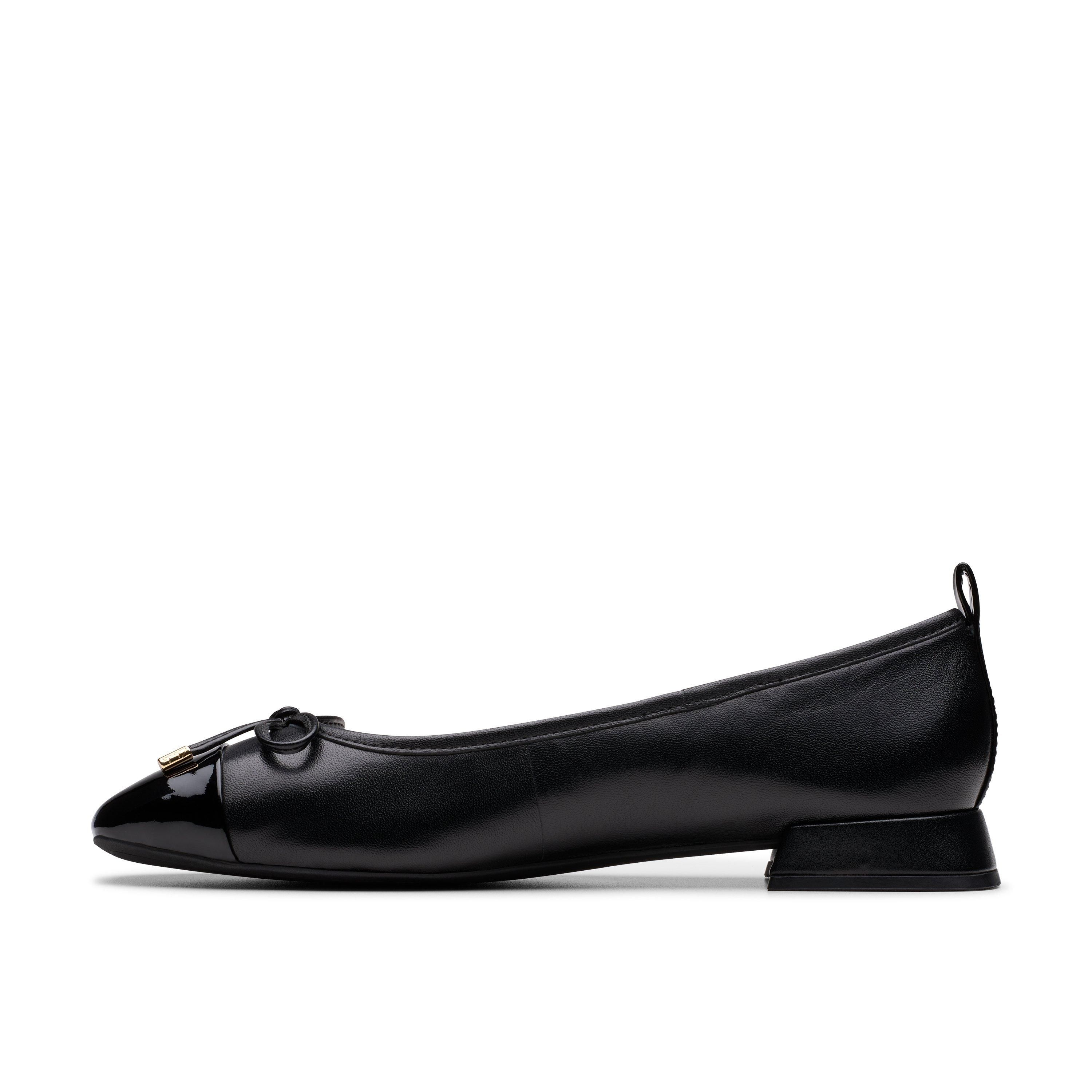 Clarks Ubree 15 Poppy Black Combination Leather Court Shoes,Slip Ons,Ballet Pumps