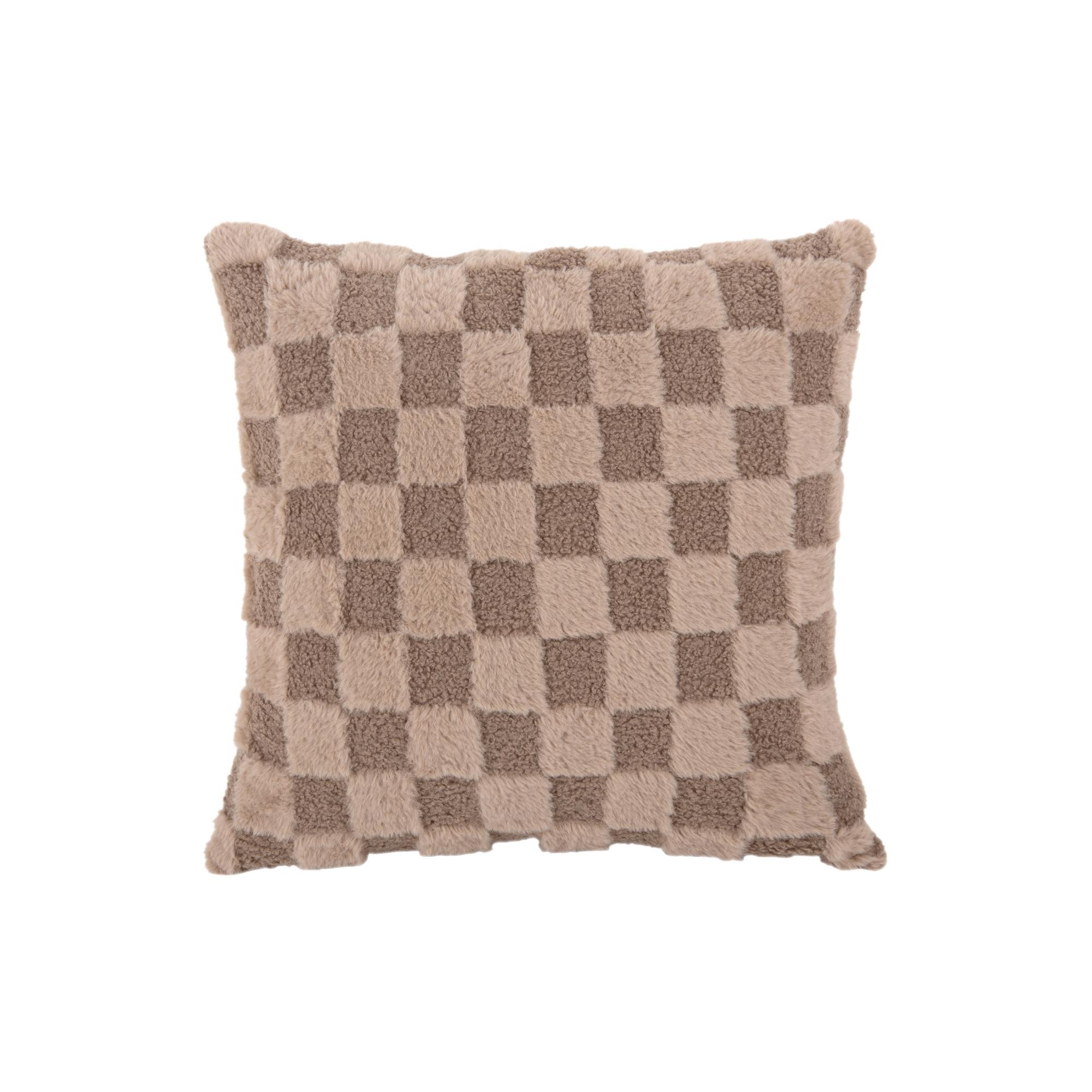 Present Time sierkussen Checker - bruin - 45x45x15cm