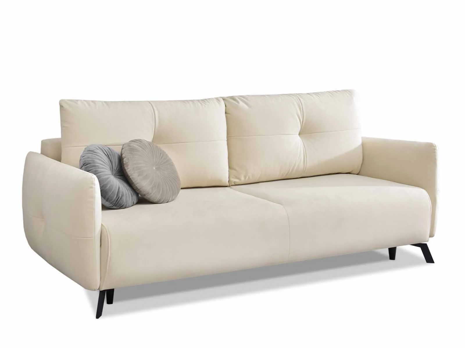 Sofa Lulu Beżowy Welur, Podstawa Czarny
