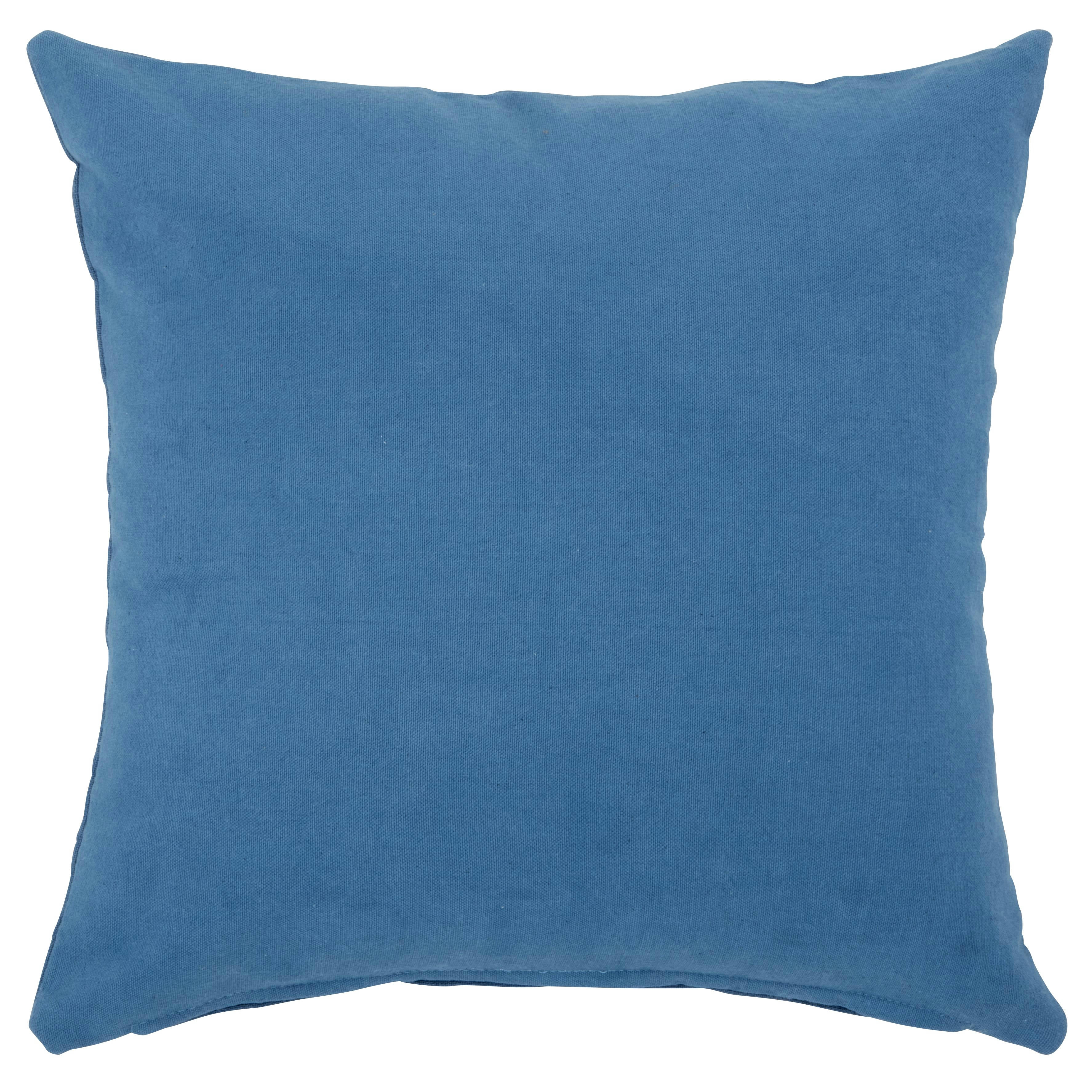 LANDERS - Housse de coussin en coton bleu canard motif animalier en coton bouclé camel 40x40