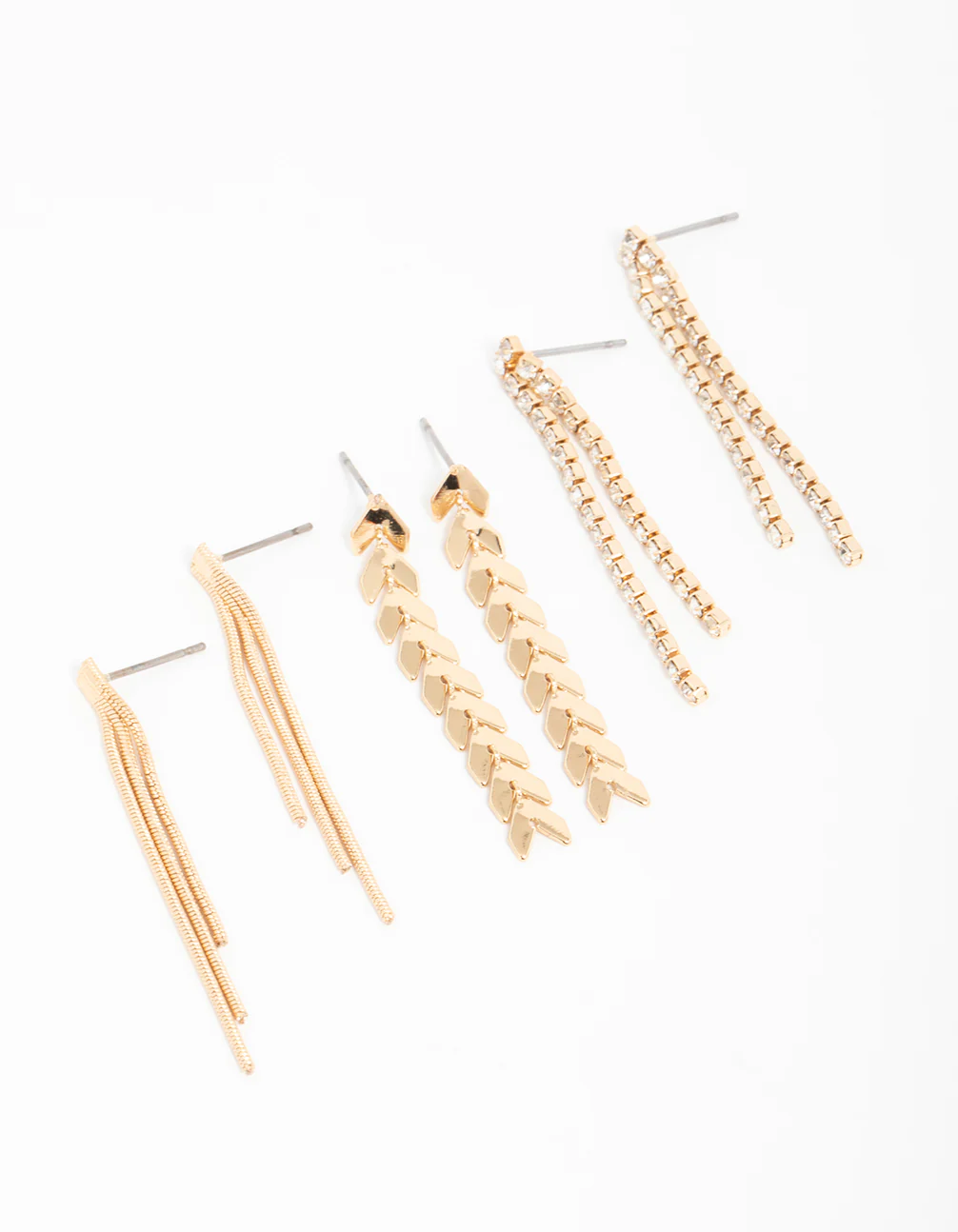 Gold Graduating Drop Earrings 3-Pack
