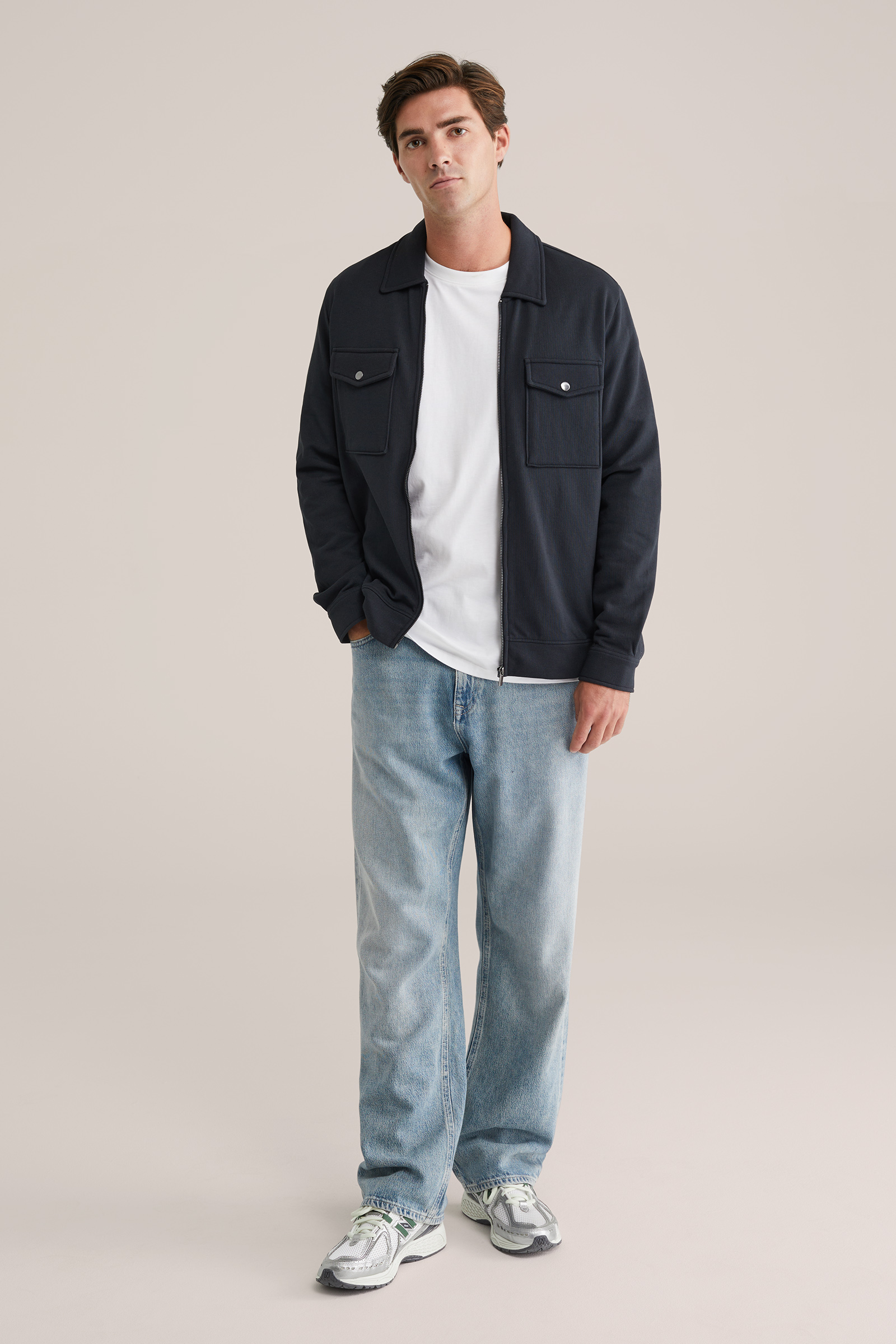 Heren regular fit zip overshirt