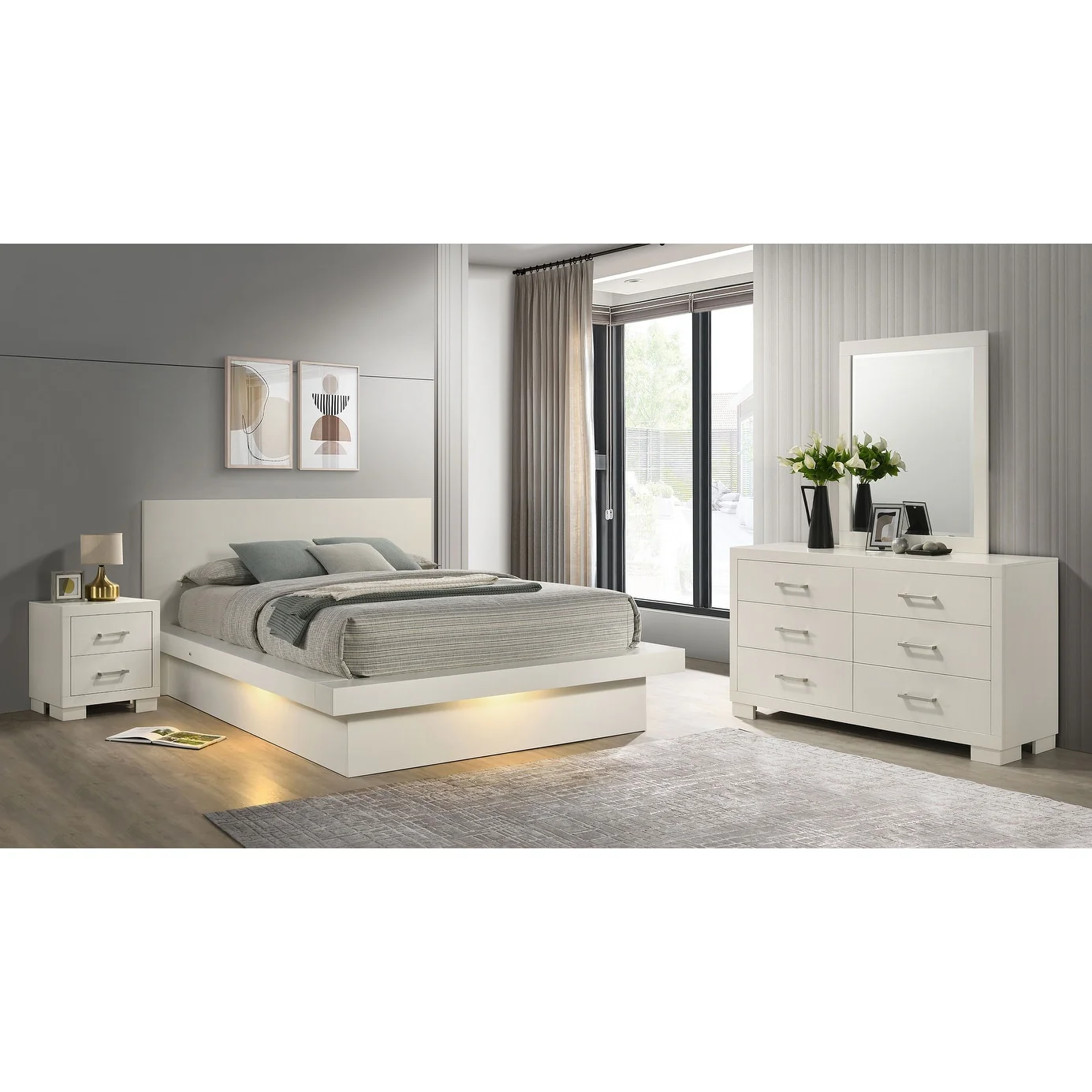 Jessica 4-piece Platform Bedroom Set with LED Light