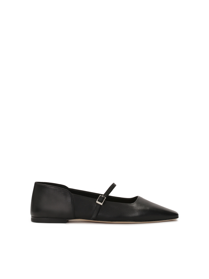 Black soft leather ballerinas