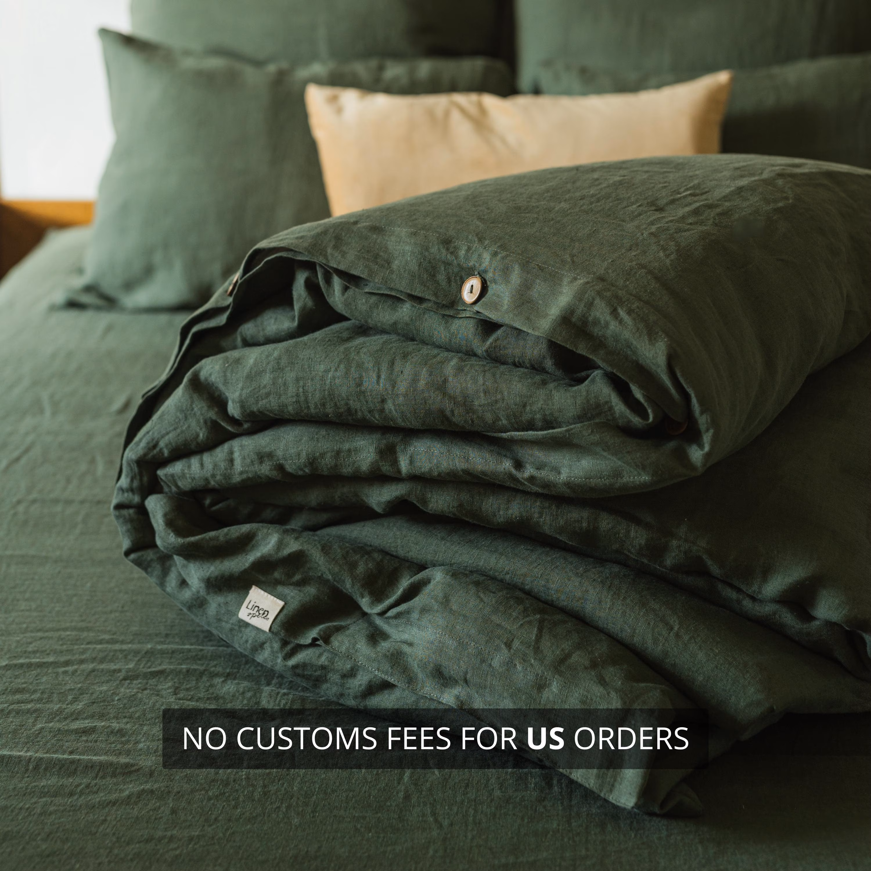 Organic natural 100% linen duvet comforter cover with buttons in various colors and custom sizes, handmade soft stone washed bed linens