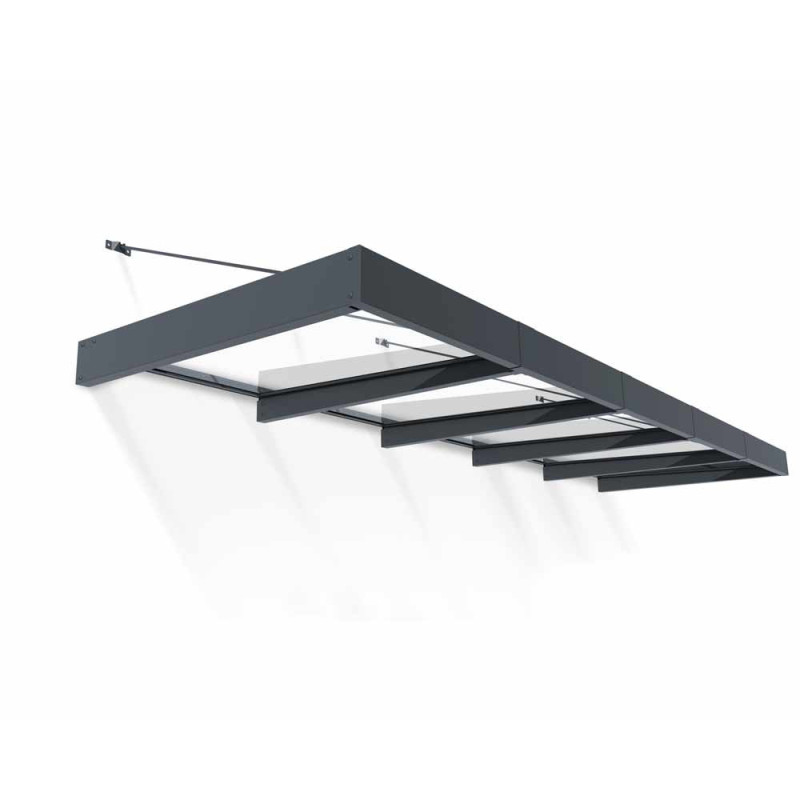 Marquise de porte Sophia XL gris foncé 472 x 140 cm CANOPIA