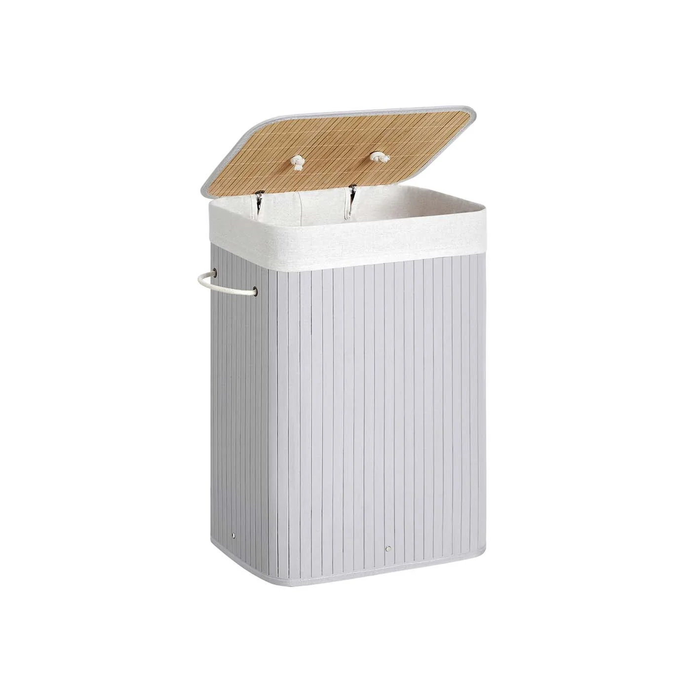 Panier à linge avec couvercle 72L en bambou pliable