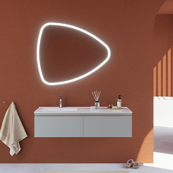 Armoire De Salle De Bains Murale Gris Clair 120 Cm, Lavabo Asymétrique - Seattle