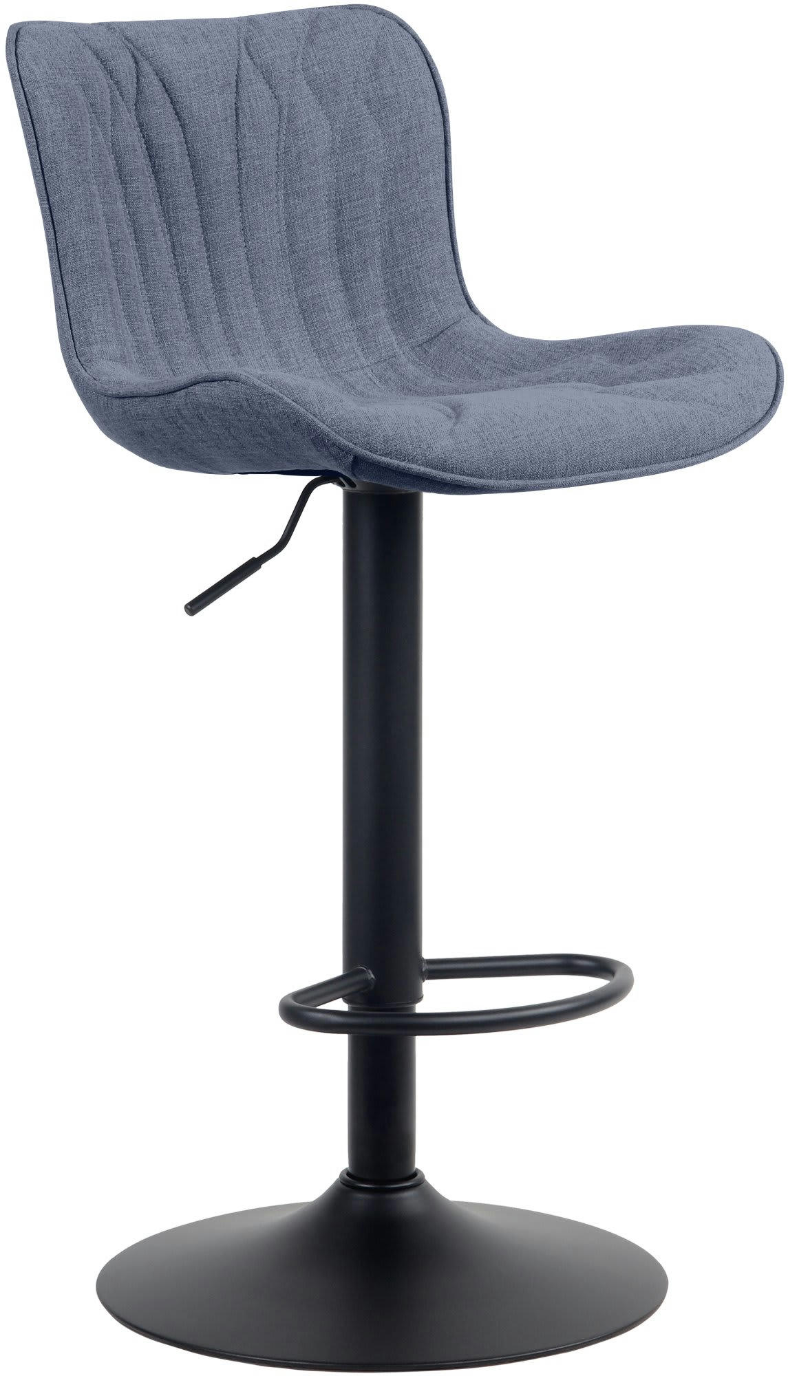 LINUS - Tabouret de bar ajustable pivotant tissu Bleu