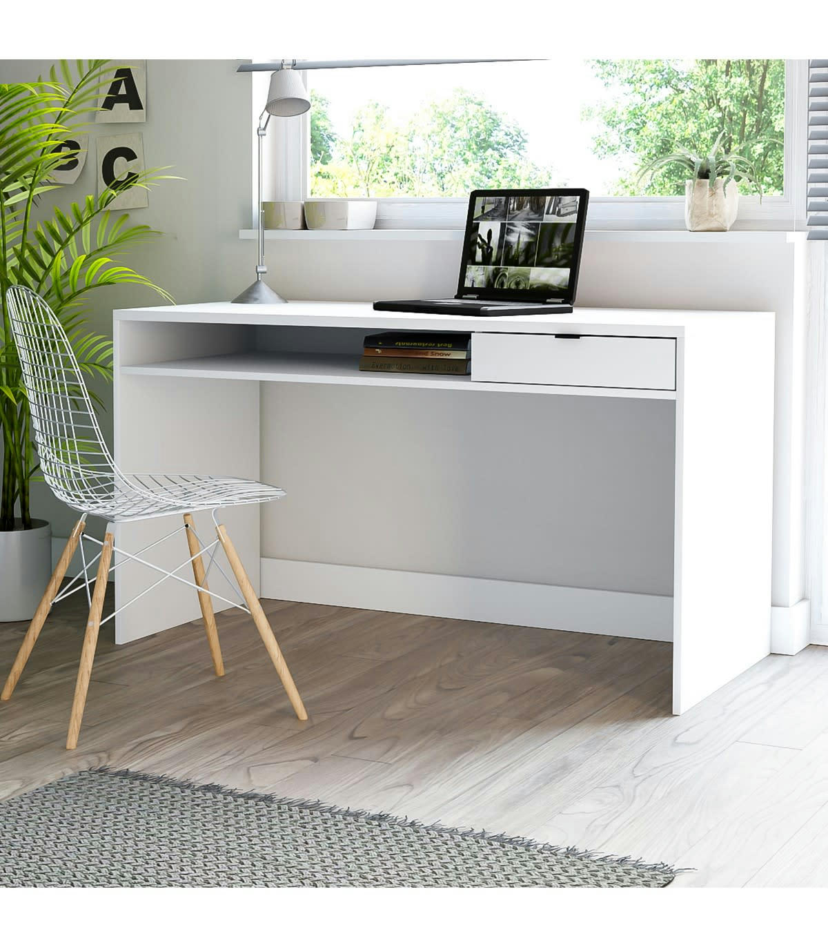 HOFIS - Bureau 1 tiroir avec poignée - L130 x 76 cm