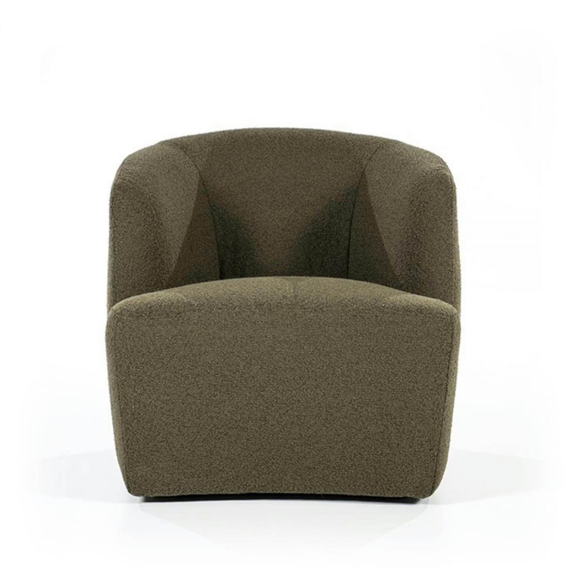 IKOT - Fauteuil rond avec accoudoirs en tissu vert