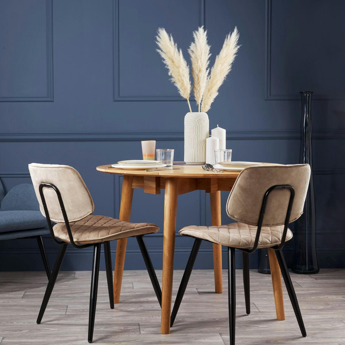 LIZZY - Chaise repas velours beige