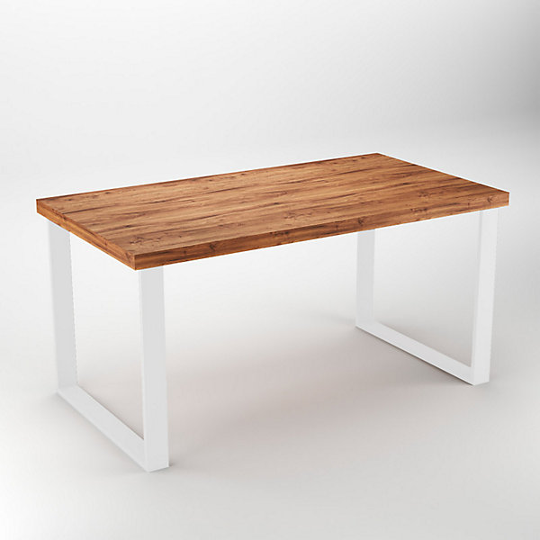 Emuca Jeu de pieds rectangulaires Square pour table, largeur 800mm, Acier, Peint en blanc