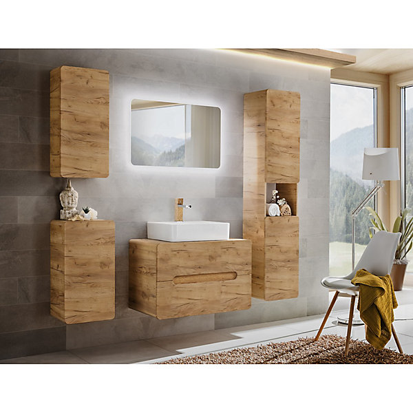 Colonne de salle de bain suspendue ERBANO2 portesH170 cmColoris chene clair