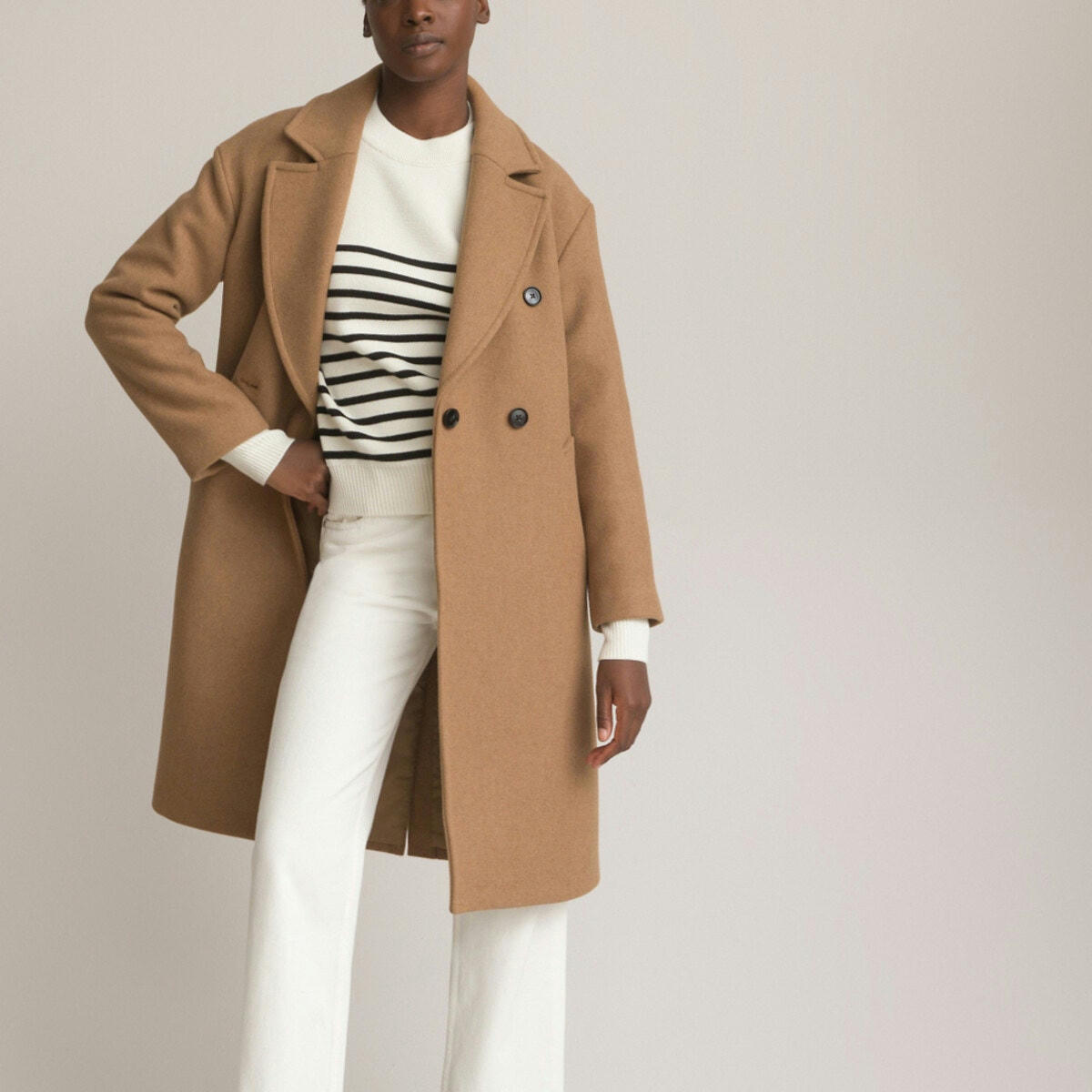 Manteau masculin Signature, drap laine mélangée