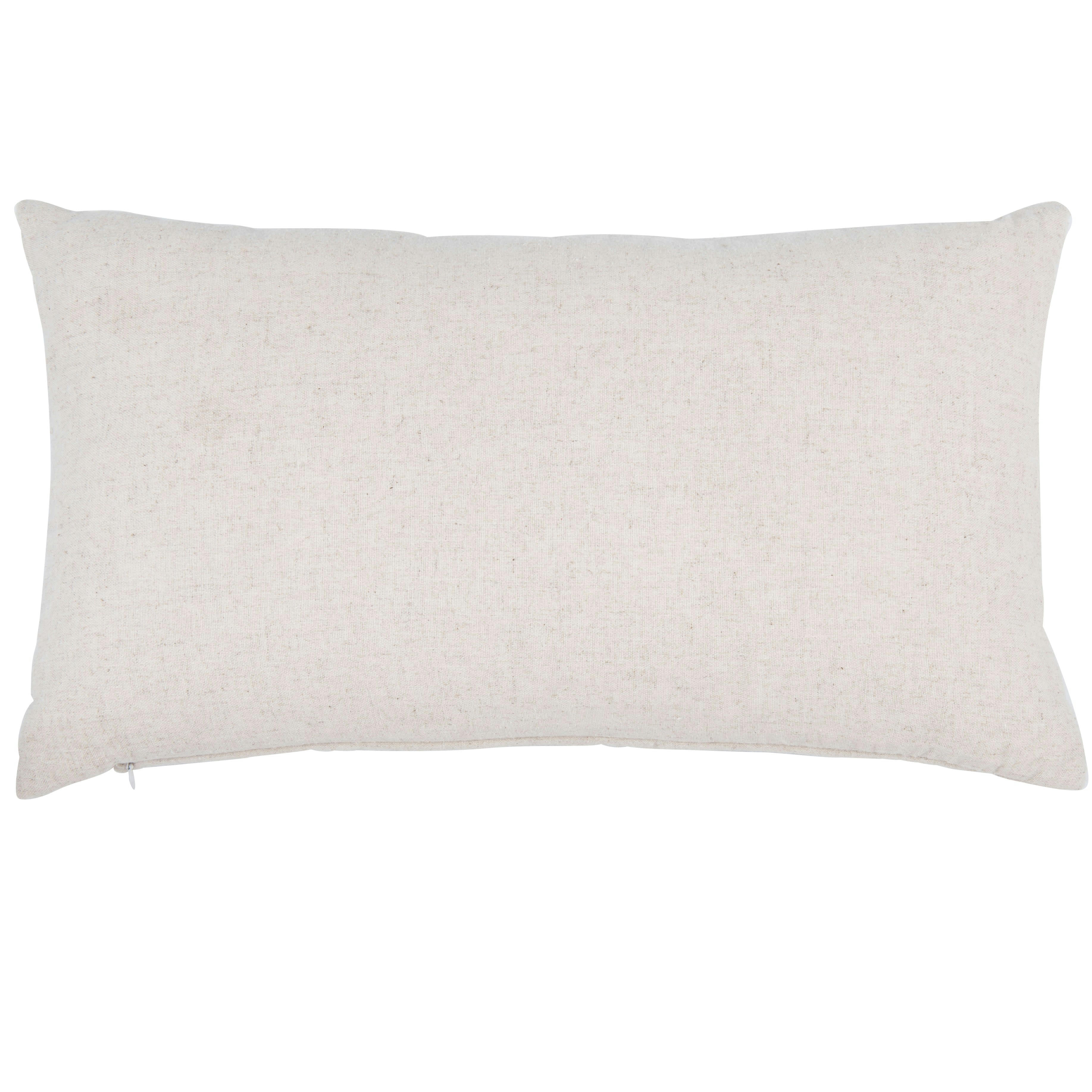 AKIN - Housse de coussin en coton et lin motif matelassé et surpiqué beige crème 50x30