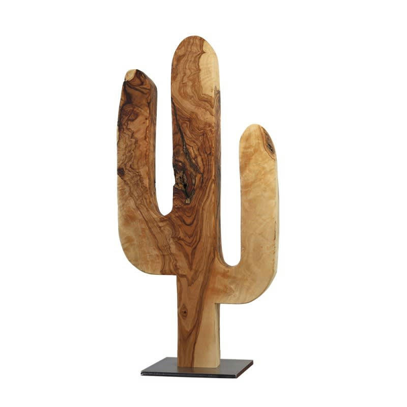 CACTUS - CACTUS DECORATIF EN BOIS OLIVIER 50CM