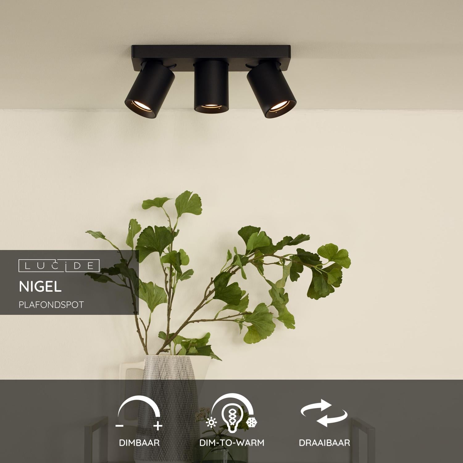 Nigel 3 spot LED zwart