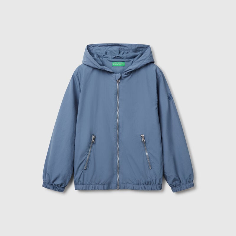 Nylon jacket with hood
