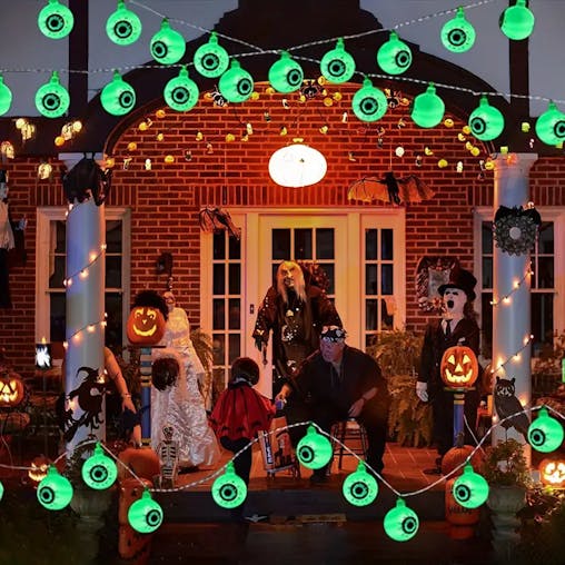 NNETM Spooky Solar Spectacles: Green Eyeball Halloween Lights