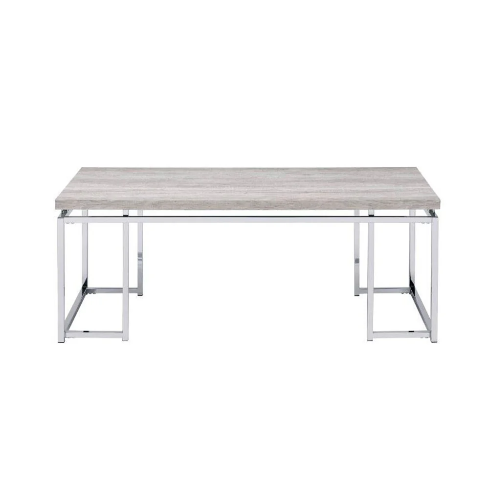 Rectangular Coffee Table With Metal Sled Base