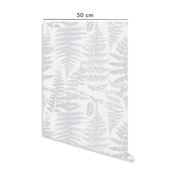 Papier peint adhésif fougère gris cendré en vinyle lavable et amovible - 1 rouleau 50x300 cm - Decochic