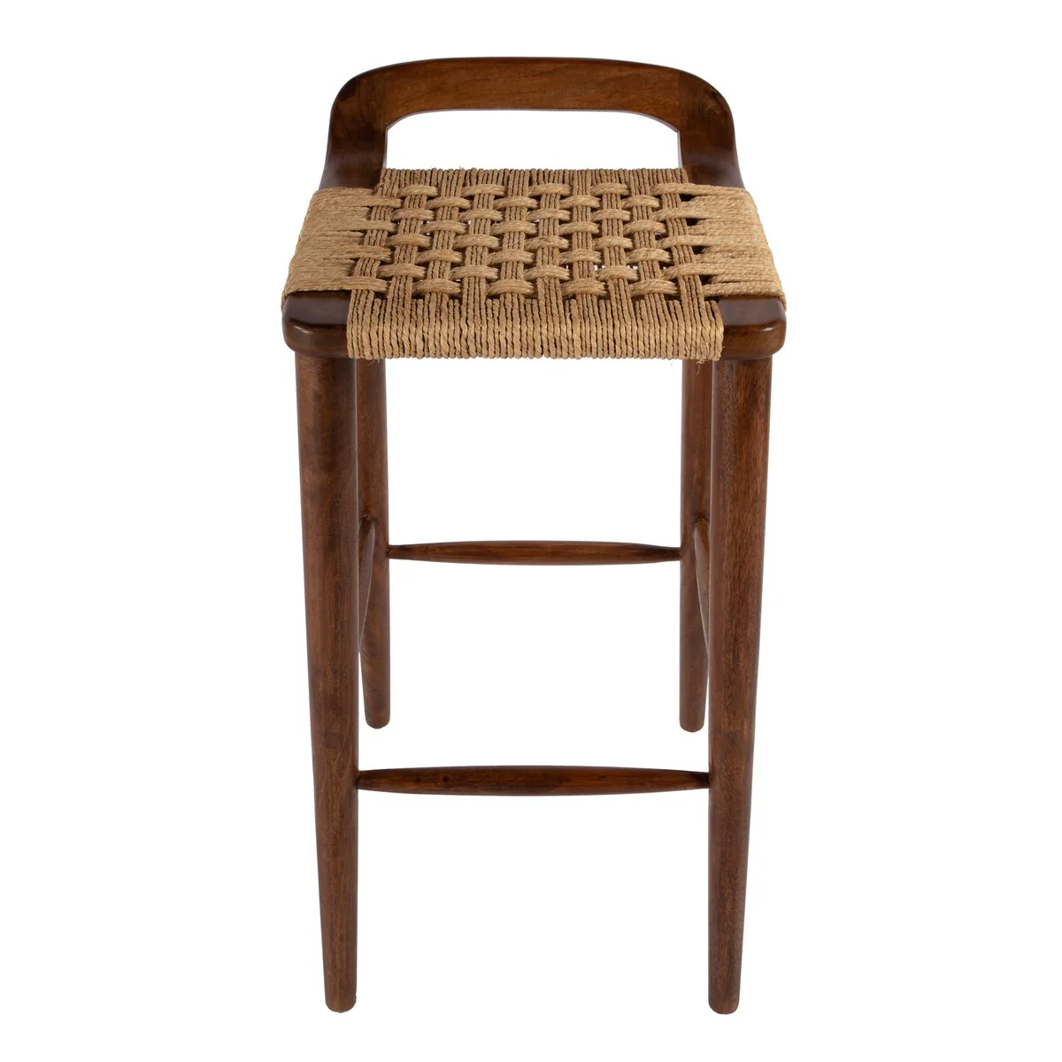Luna 30 in. Seat Height Wood and Jute Woven Low Back Counter Stool