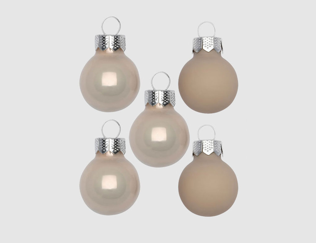 Weihnachtskugeln Taupe, Alabaster Glas Ø2cm supermatt & opal