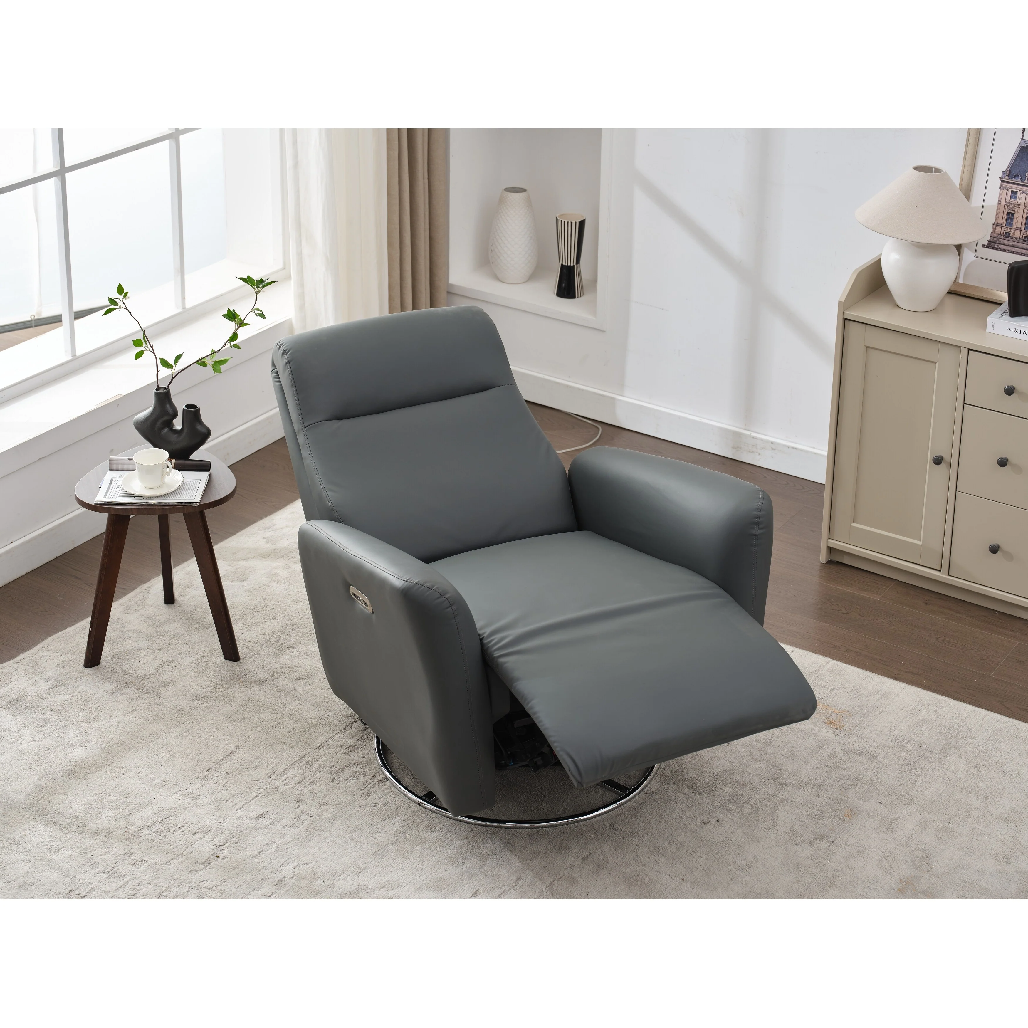Electric Rocking Recliner, 270° Swivel Power Glider Chair with Button Control for Nursery, Bedroom or Living Room