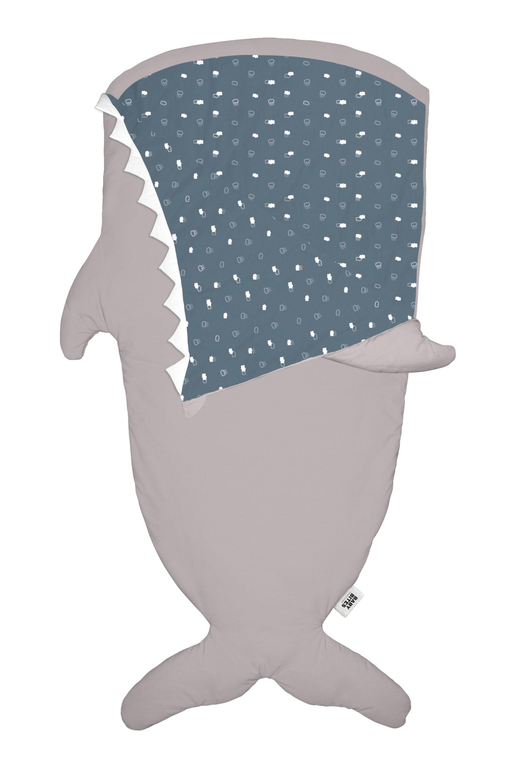 TIBURÓN - Sac de couchage Requin pour enfants 2-6 ans 100% coton Gris
