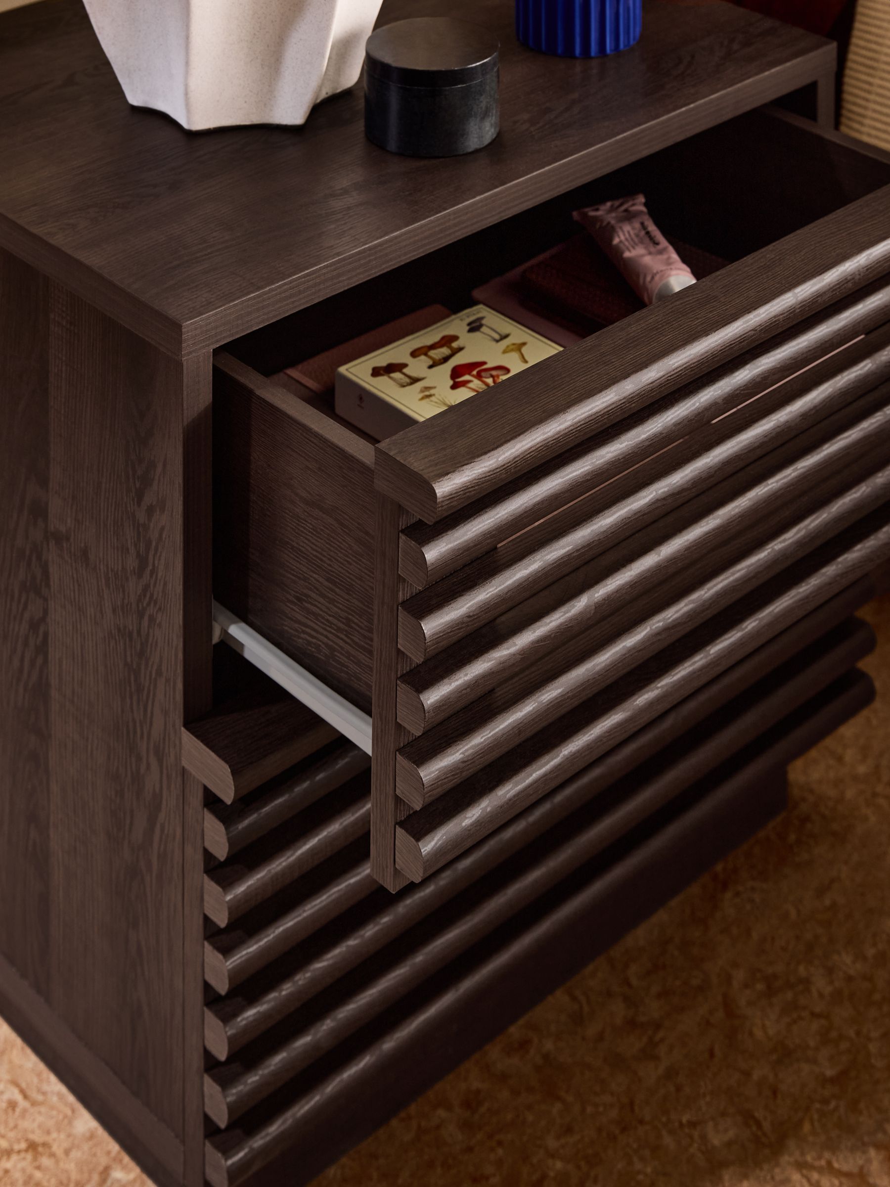 Tulma 2 Drawer Bedside in Dark Wood Effect