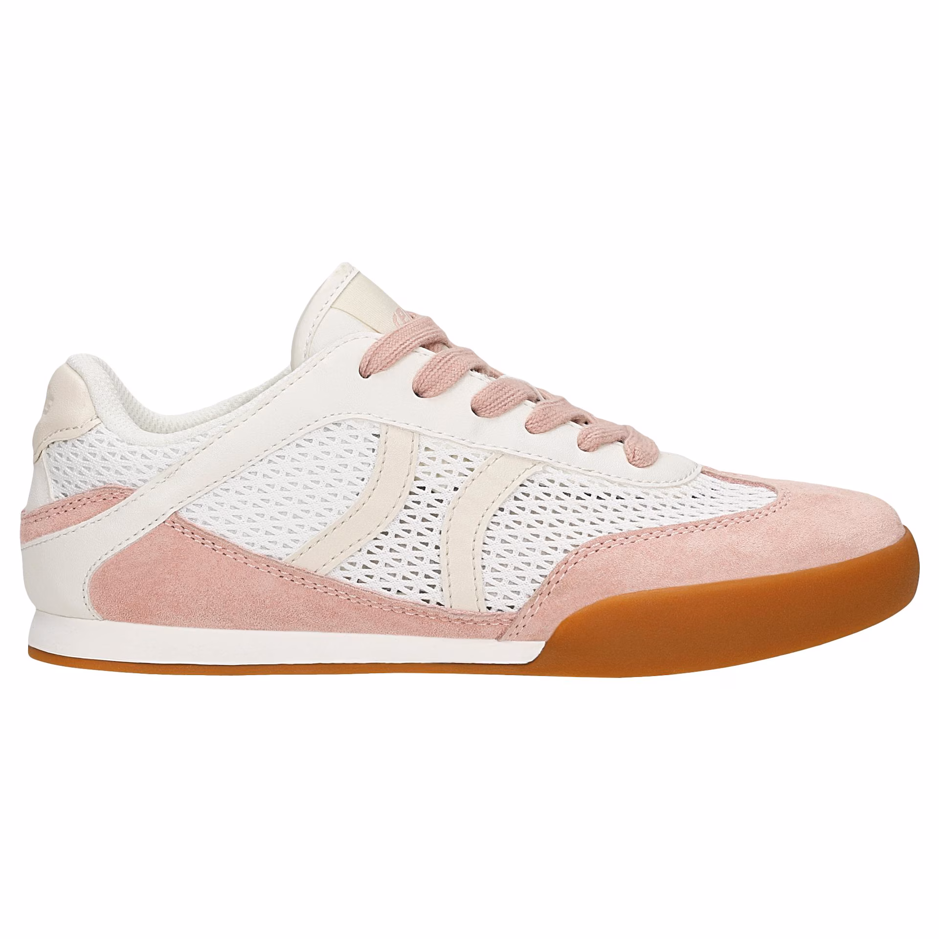 Różowo-beżowe sneakersy damskie RELAKS z przewiewnym panelem mesh