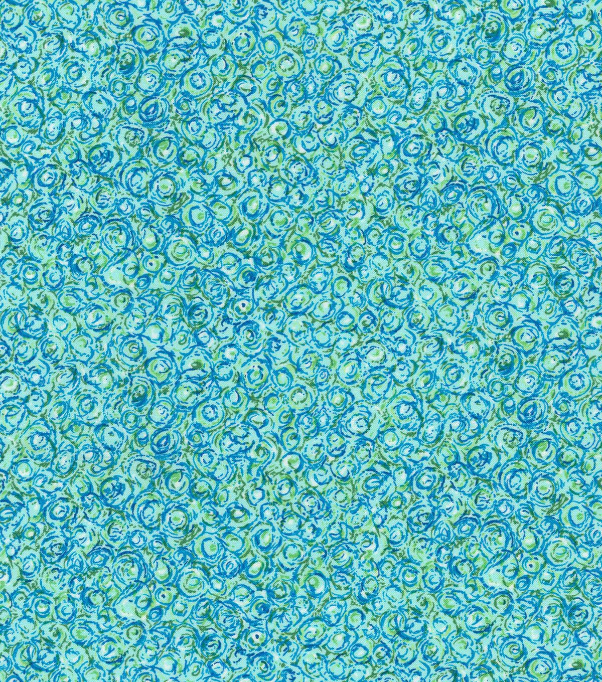 Robert Kaufman Turquoise Crayon Swirls Cotton Fabric by Keepsake Calico