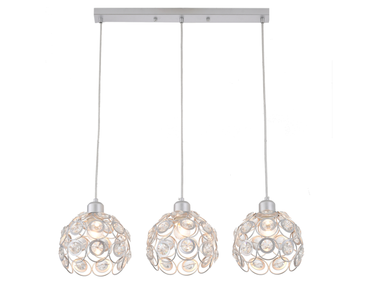 Lampa wisząca Florence 3-punktowa stalowa srebrna