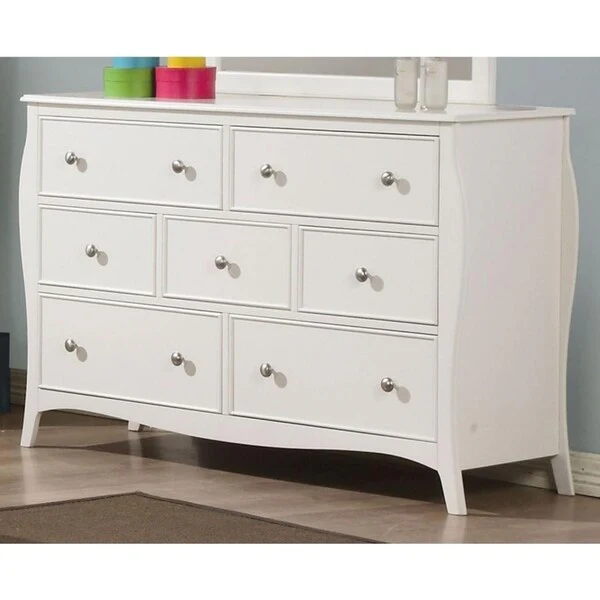 Bernadette White Finish Wood 7-drawer Dresser with Mirror
