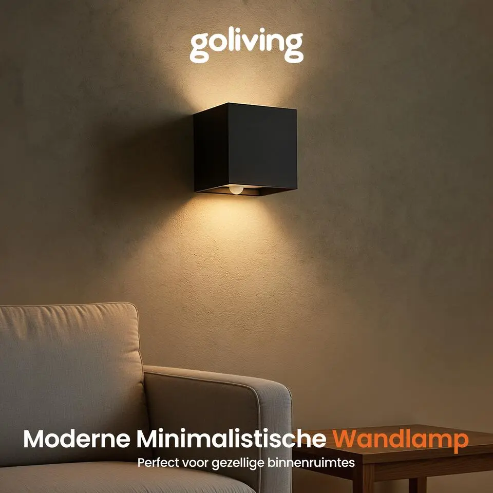 Goliving buitenlamp �?Wandlamp - Kubuslamp �?LED - Zwart