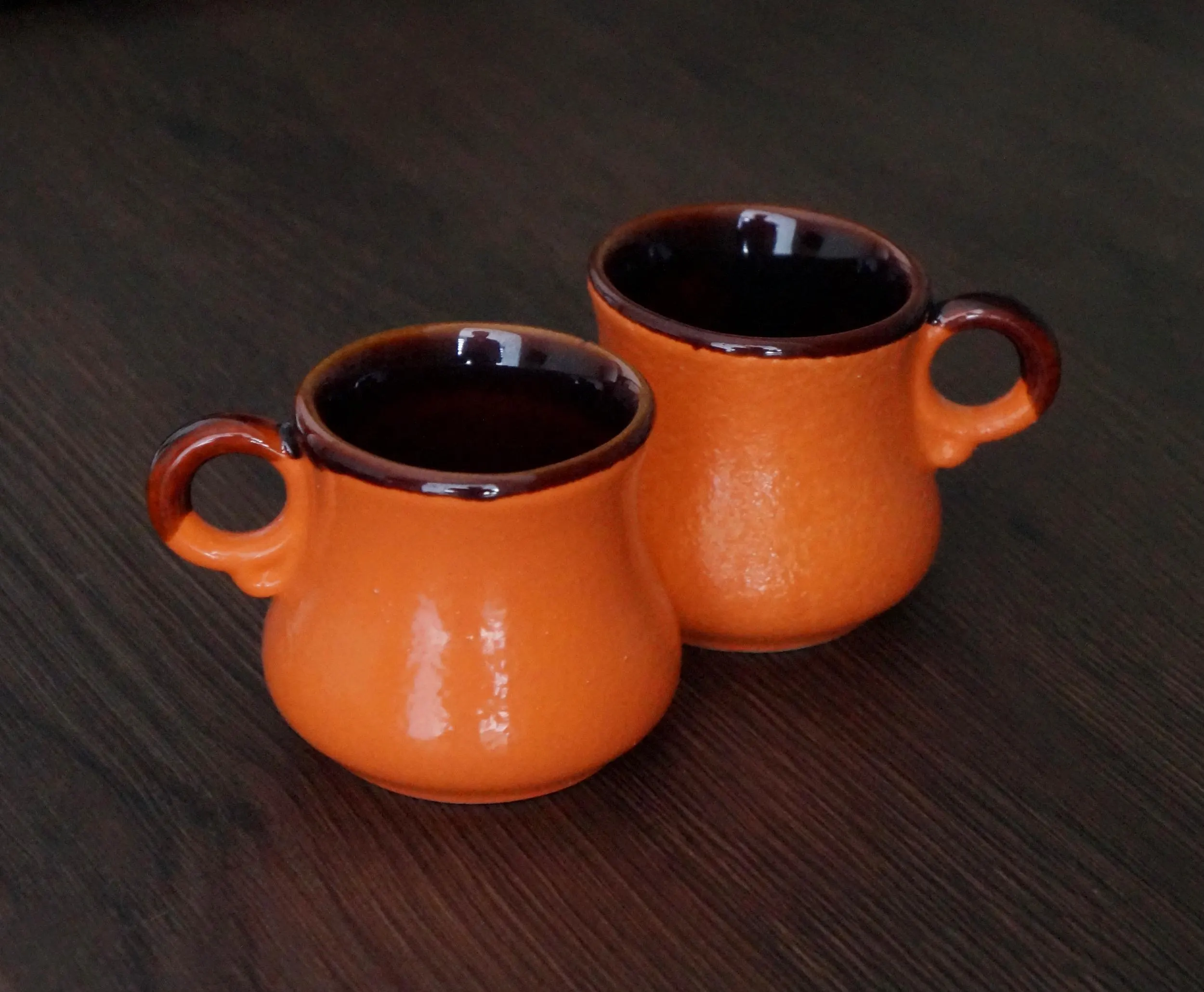 3 oz Espresso Cups Set of 2, Orange Demitasse Coffee Cups, Small Ceramic Coffee Mugs, Mini Coffee Cups, Handmade Gift for Coffee Lover