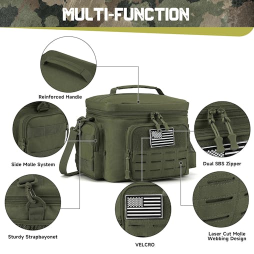 NNEOBA Tactical Lunch Box Heavy Duty Cooler Bag (Green)