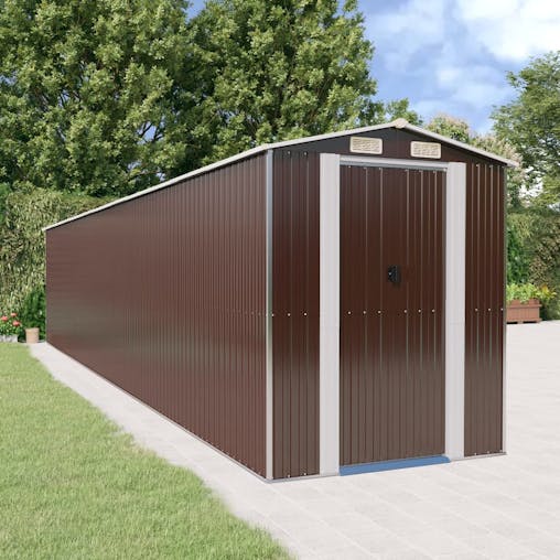 NNEVL Garden Shed Dark Brown 192x1021x223 cm Galvanised Steel