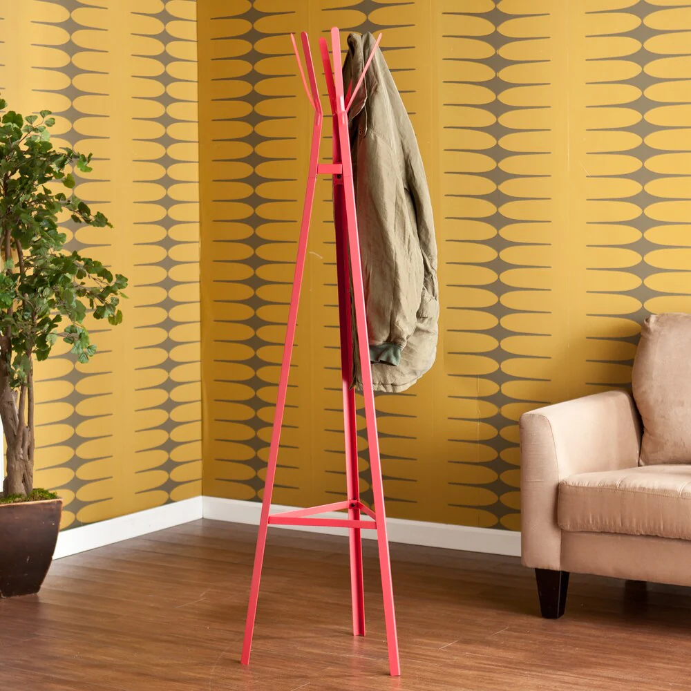 SEI Furniture Brayden Pink/ Red Metal Hall Tree